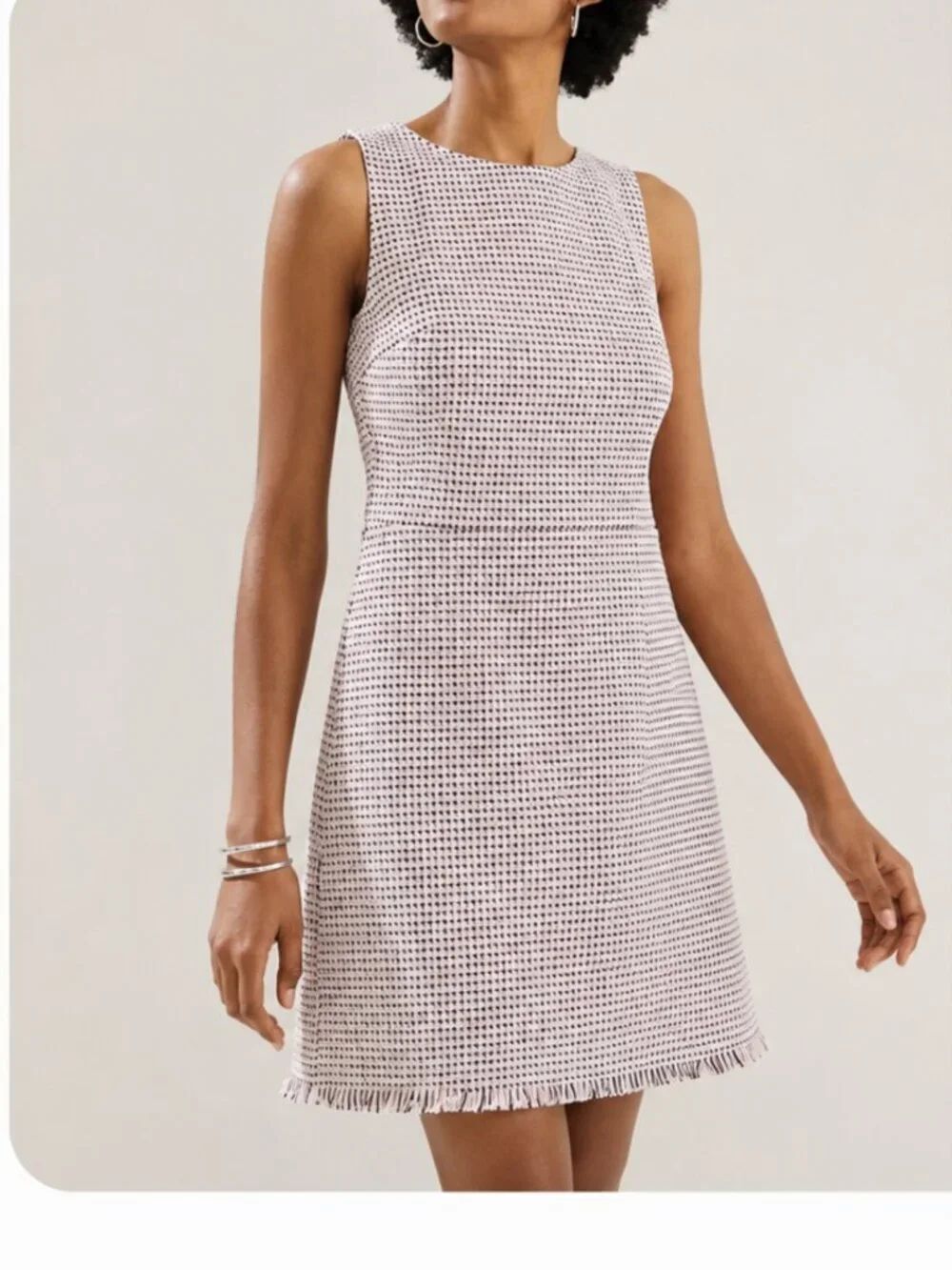 LOFT Tweed Fringe Hem Lined Dress – Size 6 - NWT